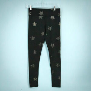 Terez Size Small S Black Foil Star Print Pull On Active Athletic Nylon Leggings